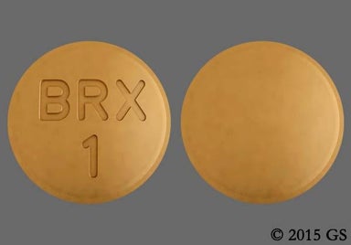 Yellow Round Brx 1 - REXULTI 1mg Tablet