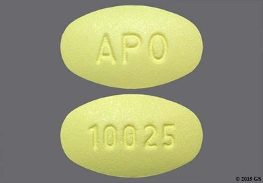 Yellow Oval 100 25 - Losartan Potassium/Hydrochlorothiazide 100mg-25mg Tablet