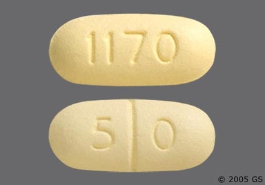 Yellow Oblong 1170 - Naltrexone Hydrochloride 50mg Tablet
