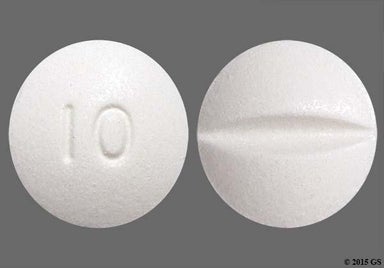White Round 10 - Glipizide 10mg Tablet