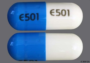 Blue, White Capsule E501 E501 - Nicardipine Hydrochloride 20mg Capsule