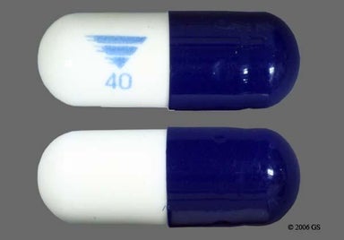 Blue, White Capsule LOGO 40 - Omeprazole/Sodium Bicarbonate 40mg-1100 mg Capsule