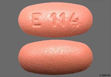 Pink Oval E114 - Valganciclovir 450mg Tablet