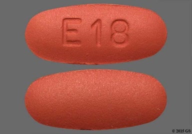 Red Oblong E 18 - Moxifloxacin Hydrochloride 400mg Tablet