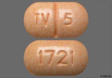 Peach Oblong TV 5 - Warfarin Sodium 5mg Tablet