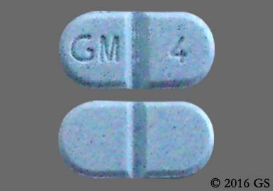 Blue Oblong GM 4 - Glimepiride 4mg Tablet