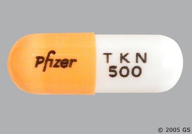 Peach, White Capsule Pfizer TKN 500 - Dofetilide 500mcg Capsule