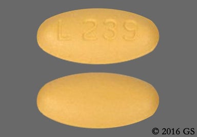 Yellow Oval L239 - Valsartan and Hydrochlorothiazide 320mg-25mg Tablet