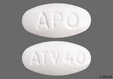 White Oval ATV 40 - Atorvastatin Calcium 40mg Tablet