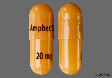 Orange Capsule M. Amphet Salts 20 mg - Amphetamine/Dextroamphetamine Salts 20mg Extended-Release Capsule