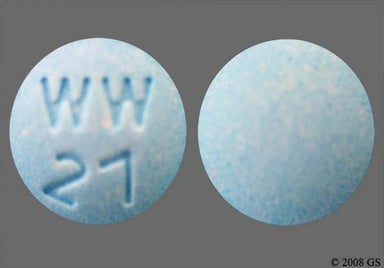 Blue Round WW 27 - Dicyclomine Hydrochloride 20mg Tablet
