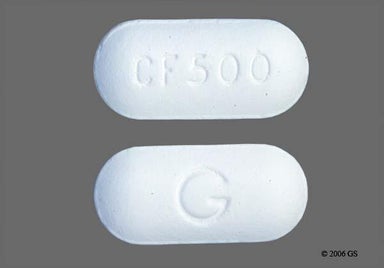 White Oblong CF 500 - Ciprofloxacin Hydrochloride 500mg Tablet