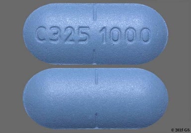 Blue Oblong C325 1000 - Valacyclovir Hydrochloride 1g Tablet