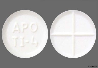 White Round APO TI-4 - Tizanidine Hydrochloride 4mg Tablet