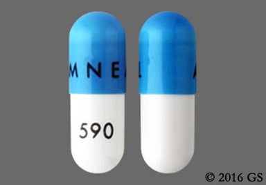 Blue, White Capsule AMNEAL 590 - Calcium Acetate 667mg Capsule