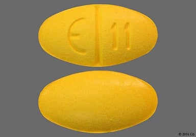 Yellow Oval E 11 - Sulindac 200mg Tablet