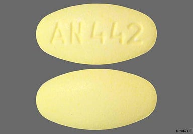 Yellow Oval AN 442 - Meclizine Hydrochloride 25mg Tablet