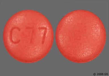 Red-Brown Round C 77 - Amlodipine/Olmesartan Medoxomil 10mg-40mg Tablet
