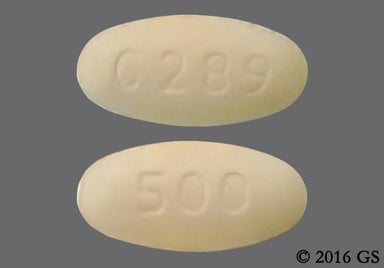 Yellow Oval C289 - Levofloxacin 500mg Tablet