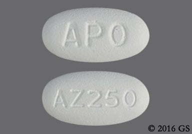 White Oval AZ250 - Azithromycin 250mg Tablet (6ct Blister Card)