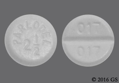 White Round 017 017 And Parlodel 2 2/12 - Bromocriptine Mesylate 2.5mg Tablet