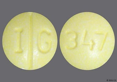 Yellow Round 347 And I G - Nadolol 20mg Tablet