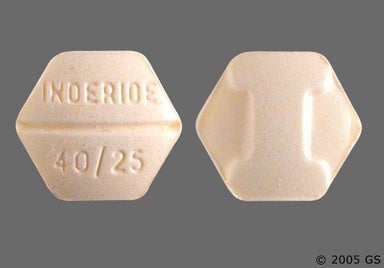 Beige Hexagon INDERIDE 40/25 - Inderide 25mg-40mg Tablet