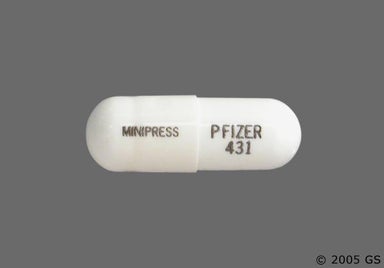 White Minipress Pfizer 431 - Prazosin Hydrochloride 1mg Capsule