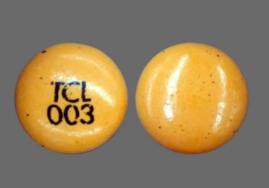 Yellow-orange Round TCL 003 - Bisacodyl 5mg Delayed-Release Tablet