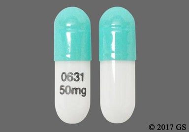 Blue-green, White Capsule 0631 50mg - Clomipramine Hydrochloride 50mg Capsule