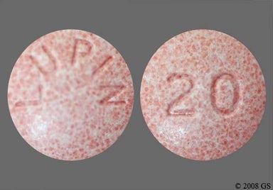 Pink Round Lupin And 20 - Lisinopril 20mg Tablet