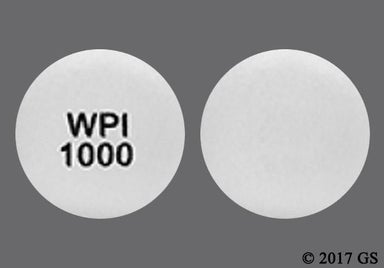 White Round WPI 1000 - Metformin Hydrochloride 1000mg Extended-Release Tablet
