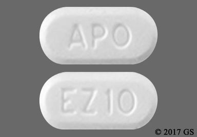 White Oblong Ez 10 And Apo - Ezetimibe 10mg Tablet