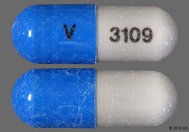Blue, White Capsule V 3109 - Butalbital/Acetaminophen/Caffeine/Codeine Phosphate Capsule