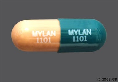 Green, Brown Capsule MYLAN 1101 MYLAN 1101 - Prazosin Hydrochloride 1mg Capsule