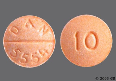 Orange Round DAN 5554 - Propranolol Hydrochloride 10mg Tablet