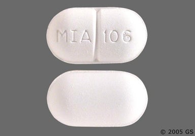 White Oblong Mia 106 - Butalbital/Acetaminophen 50mg-325mg Tablet