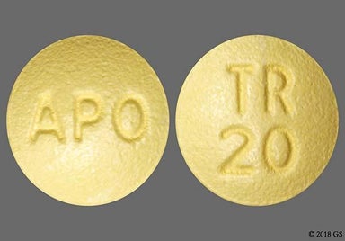 Yellow Round TR 20 - Trospium Chloride 20mg Tablet