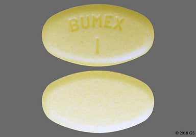 Yellow Oval Bumex 1 - Bumetanide 1mg Tablet