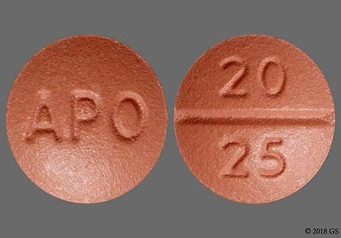 Red-Brown Round Apo And 20 25 - Benazepril Hydrochloride/Hydrochlorothiazide 20mg-25mg Tablet