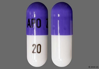 Purple And White Apo Zip 20 - Ziprasidone Hydrochloride 20mg Capsule