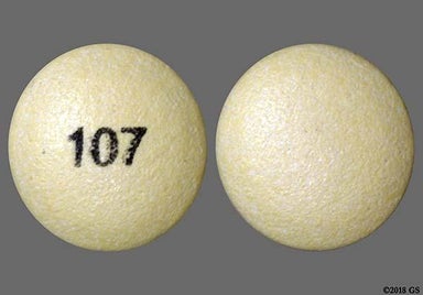 Yellow Round 107 - Rabeprazole Sodium 20mg Delayed-Release Tablet