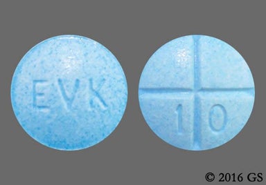 Blue Round 1 0 And Evk - Amphetamine Sulfate 10mg Tablet