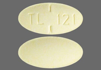 Yellow Oval TL 121 - Meclizine Hydrochloride 25mg Tablet