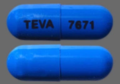 Blue Capsule TEVA 7671 - Amlodipine Besylate/Benazepril Hydrochloride 10mg-40mg Capsule