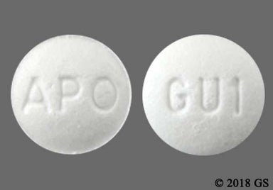 White Round Apo And Gu1 - Guanfacine 1mg Extended-Release Tablet