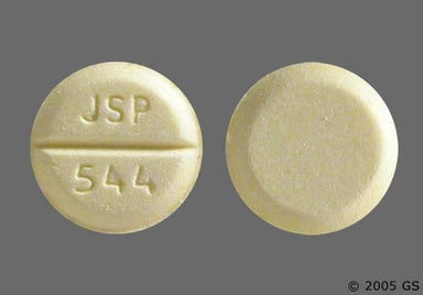 Yellow Round JSP 544 - Digoxin 0.125mg Tablet