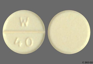 Yellow Round W 40 - Digoxin 0.125mg Tablet