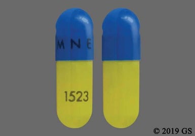 Blue, Yellow Capsule AMNEAL 1523 - Tetracycline Hydrochloride 500mg Capsule