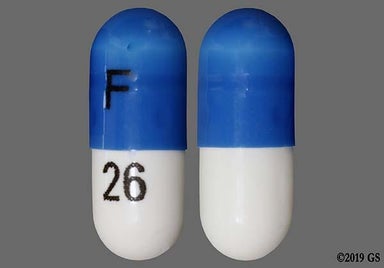 Blue And White F 26 - Ziprasidone Hydrochloride 20mg Capsule